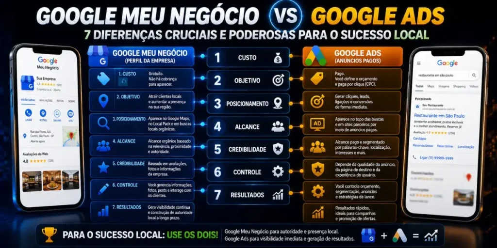 Google Meu Negócio vs Google Ads: 7 Diferenças Cruciais e Poderosas para o Sucesso Local