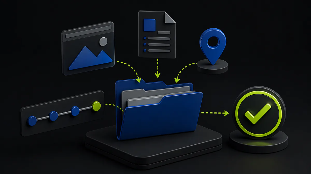 Conjunto organizado de capturas, documentos, URL e protocolo para o suporte do Google