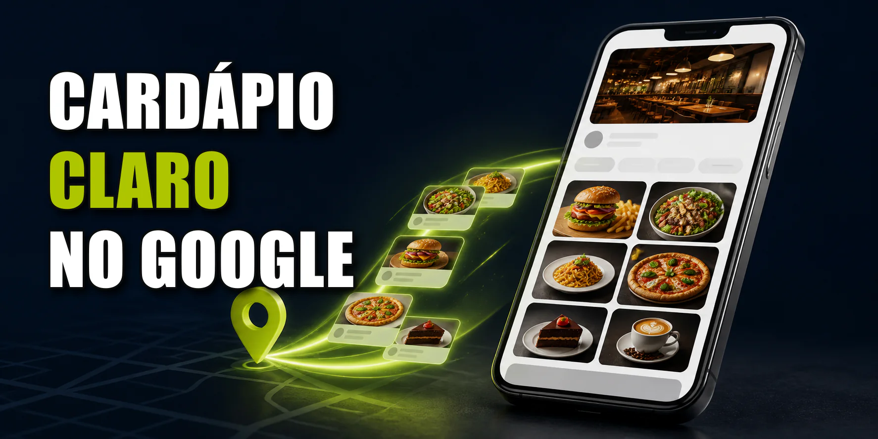 Cardápio organizado no Perfil da Empresa no Google em um smartphone