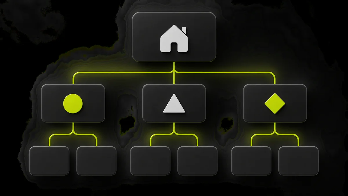 Diagrama de hierarquia de páginas em uma estrutura de site